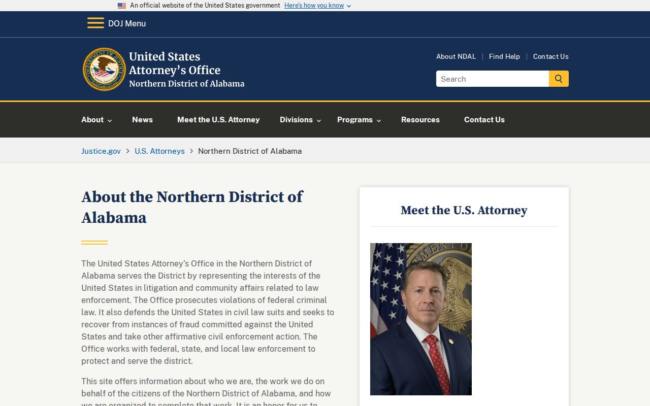 U.S. Attorney Northern District of Alabama federal prosecution source
