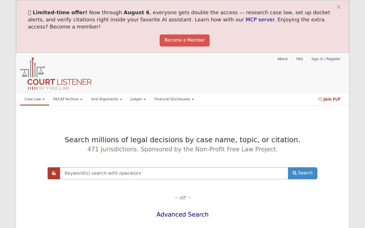 Lawrence County court dockets CourtListener legal opinion search alternative