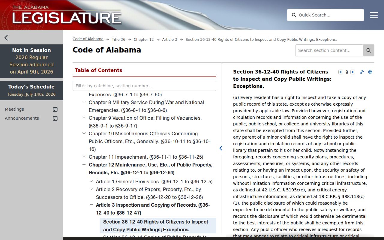 Lawrence County court records Alabama public writing statute