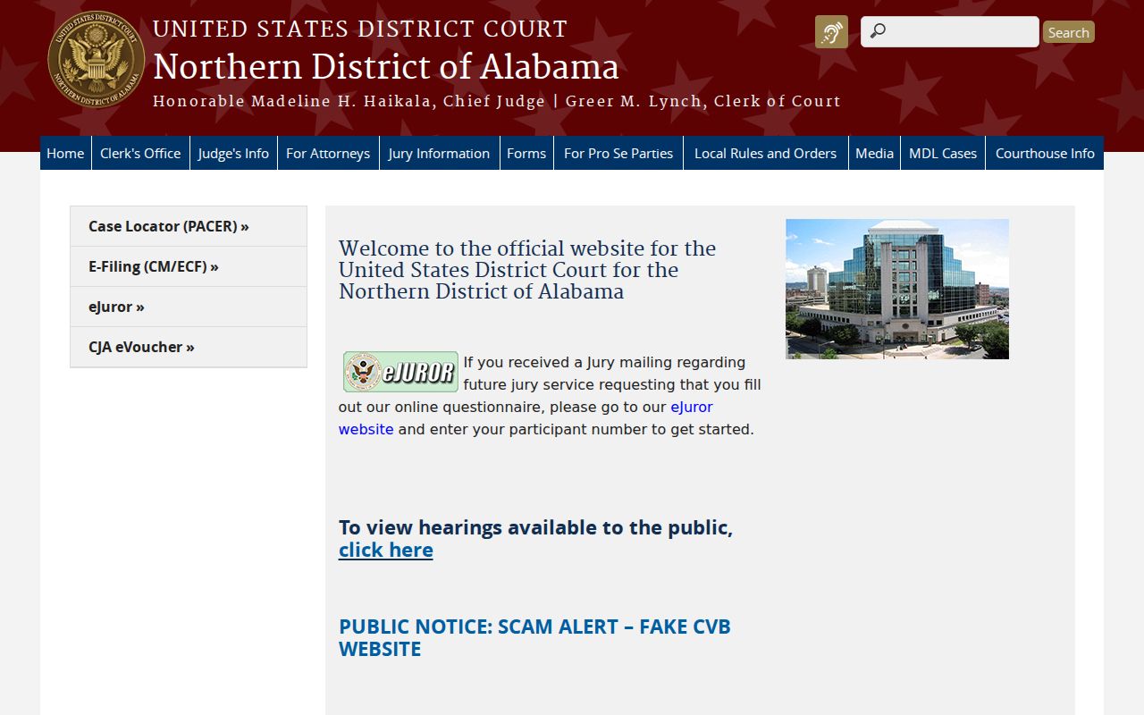 U.S. District Court for the Northern District of Alabama federal court access
