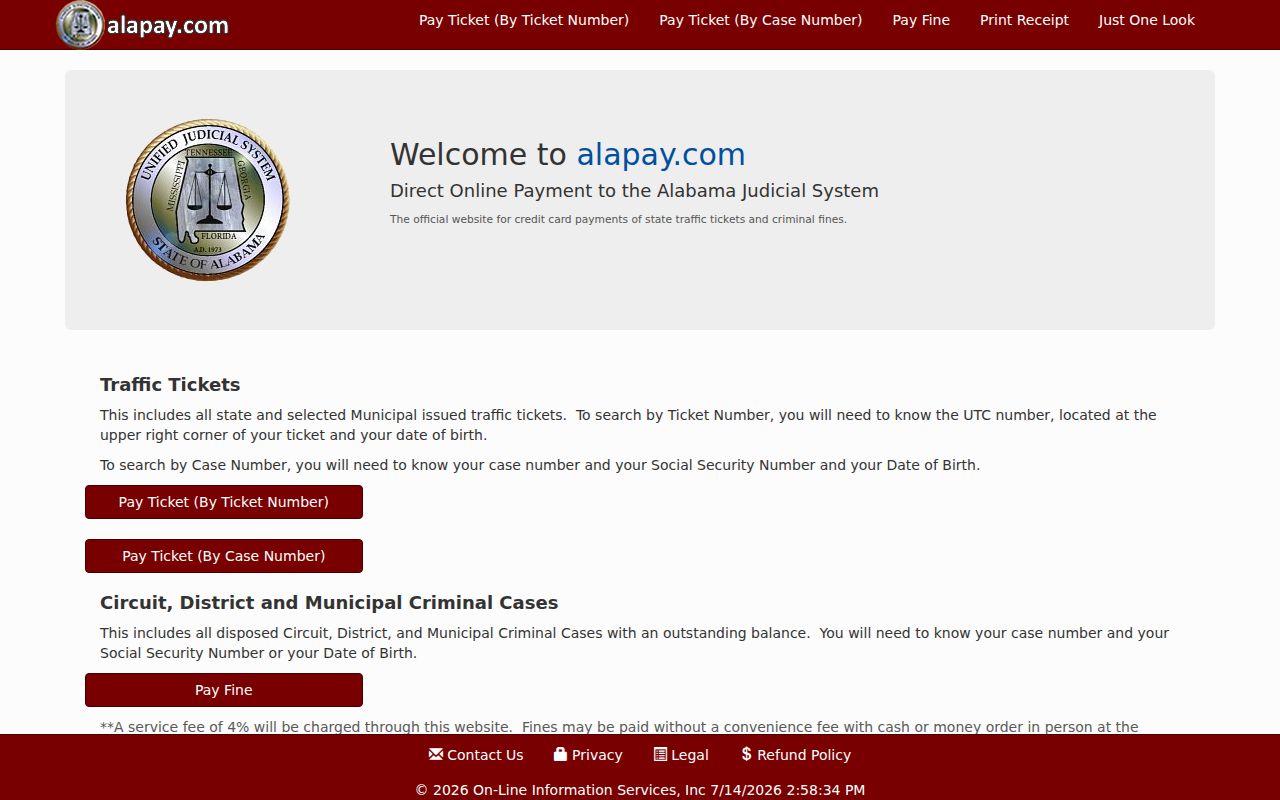 Lawrence County traffic court records AlaPay citation payment